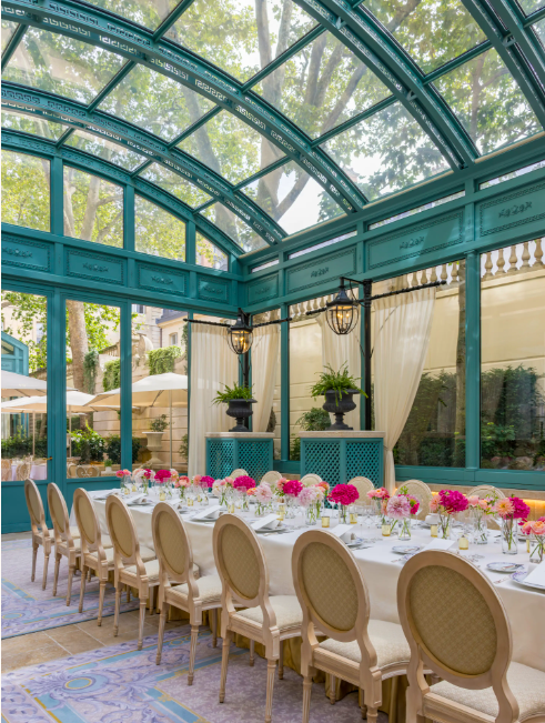 Elegant indoor veranda setting for a Parisian Wedding at Le Ritz.