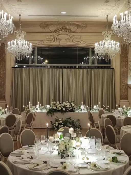 Wedding at Pavillon Dauphine table setup.
